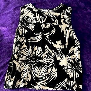 Cream & Black Tropical Sleeveless Top - 3x
